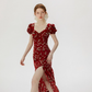 French floral red dress 2025 high-end wear R2703