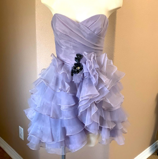 Gentle Lavender Homecoming Dress ,A-Line Sweetheart Frilled Corset Short Prom Dress RS837