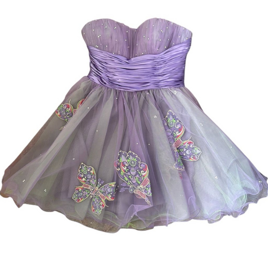 Beaded Lavender Homecoming Dress ,A-Line Sweetheart Corset Short Prom Dress RS838