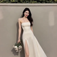 Large size French pure desire high-end tube top dress slit sexy dress long skirt R1858