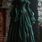 Green off-shoulder fitted waist slimming elegant classic ball gown R7203