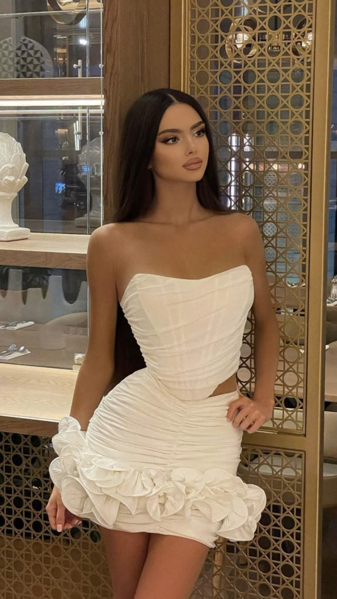 White tube top waist fishbone top hip sexy short skirt homecoming dress R5441