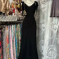 Black halter-neck fitted long ball gown, elegant and sexy R7837