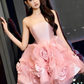 Pink Strapless Satin Gorgeous Three-Dimensional Skirt Flower Design Short Skirt Homecoming Dress R4672