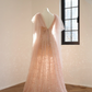 Light pink V-neck fitted A-line long ball gown, bridal dress R8553