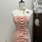 Pink tube top bow waist hip sexy short skirt homecoming dress R4269