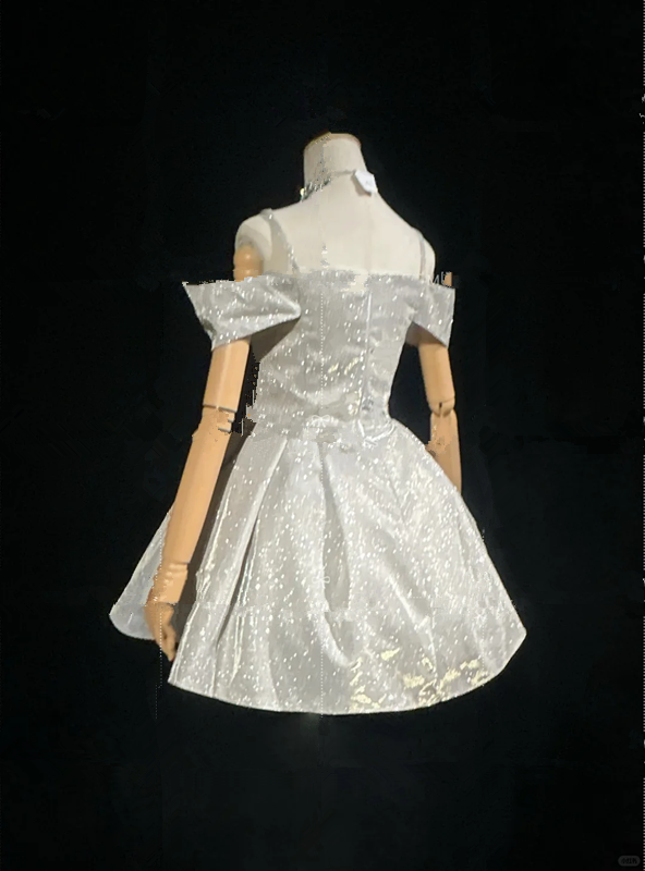 Silver sequined strapless one-shoulder slim waist A-line short dress for homecoming R4878