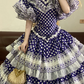 Purple V-Neck Waist-Cinched Fitted Polka-Dot Tiered-Hem Ball Gown, Bridal Gown R7324