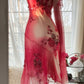 Pink V-neck slim waist irregular skirt dress, prom dress R5421