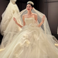 White tube top slim waist puffy skirt tulle bridal dress R6032
