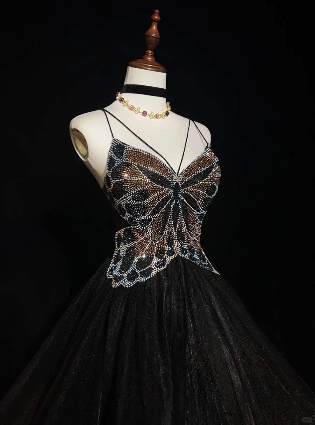 Butterfly design suspenders sequined waist slim fit puffy skirt short skirt homecoming dress R4959