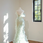 Light green strapless fitted long ball gown R8456