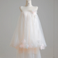 Light pink strapless puffy top and long skirt set for a prom dress R8144