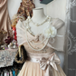 Light Brown Vintage Backless Fitted A-Line Mini Dress, Ball Gown R6212