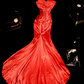 Red strapless fitted mermaid long ball gown R7010