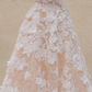 White lace patterned dress with slim waist and A-line bridal gown R5738