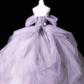 Light gray strapless, fitted waist, full skirt, long ball gown R8678