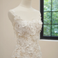 White halter-neck fitted lace floral sexy long ball gown/bridal dress R8482
