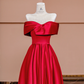 Red off-the-shoulder fitted long ball gown, bridal dress R8426