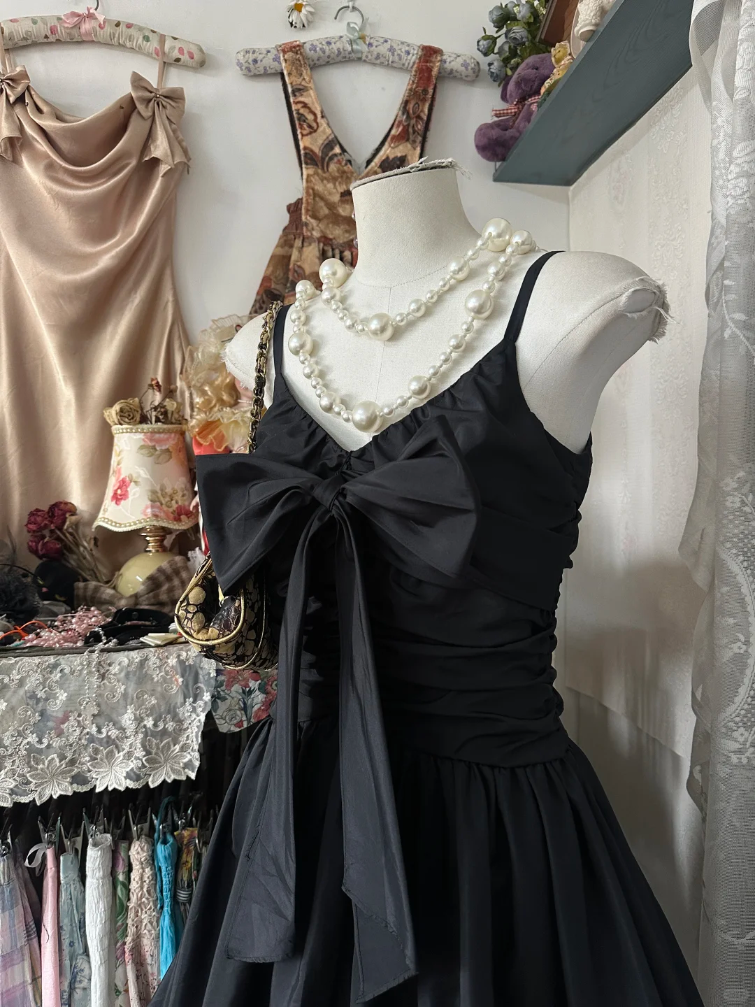 Black suspender waist pleated satin A-line bud skirt short ball gown R6172