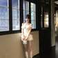 White suspenders waist slim fishbone top cake mini skirt homecoming dress R5079