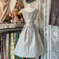 Blue and pink sleeveless fitted A-line mini ball gown R6331