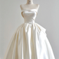 White strapless satin fitted waist ball gown/bridal dress R8165