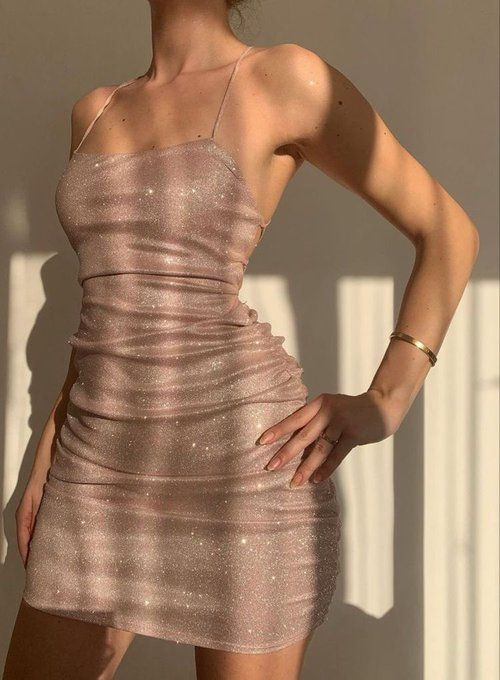 Pink sequined suspenders waist hip skirt homecoming dress R5500