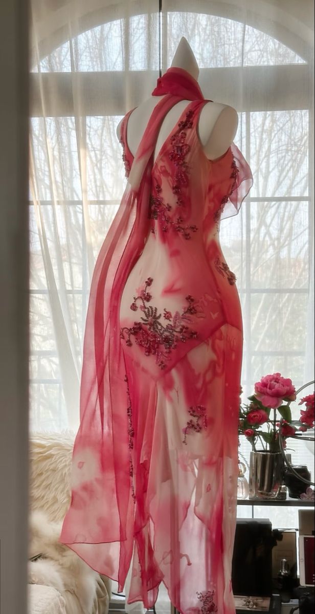 Pink V-neck slim waist irregular skirt dress, prom dress R5421