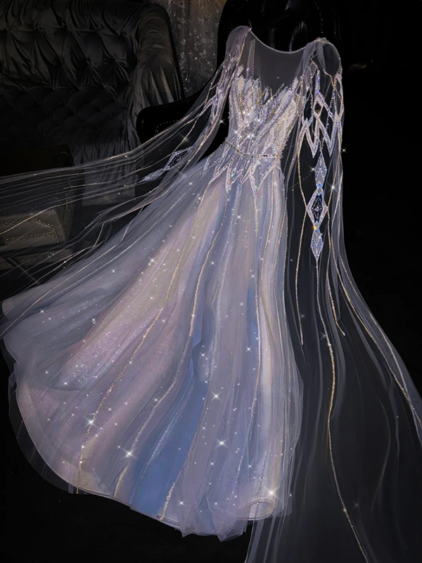 Light purple fitted long ball gown, bridal dress R8767