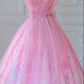 Pink Gradient Spaghetti-Strap Fitted-Waist Slim-Fit A-Line Hem Ball Gown / Bridal Gown R5892