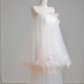 Light pink strapless puffy top and long skirt set for a prom dress R8144