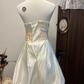 White Strapless Satin Waist Slim Fit Flower Bud Skirt Short Skirt Homecoming Dress R4308