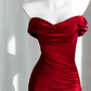 Red off-the-shoulder fitted long ball gown/bridal dress R8857