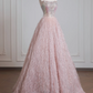 Light pink strapless, fitted waist, A-line skirt, long ball gown R8231