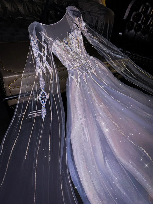 Light purple fitted long ball gown, bridal dress R8767