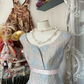 Blue and pink sleeveless fitted A-line mini ball gown R6331