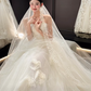 White tube top slim waist puffy skirt tulle bridal dress R6032