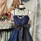 Navy blue halter-neck A-line mini skirt, ball gown R6291