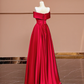 Red off-the-shoulder fitted long ball gown, bridal dress R8426