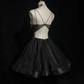 Butterfly design suspenders sequined waist slim fit puffy skirt short skirt homecoming dress R4959