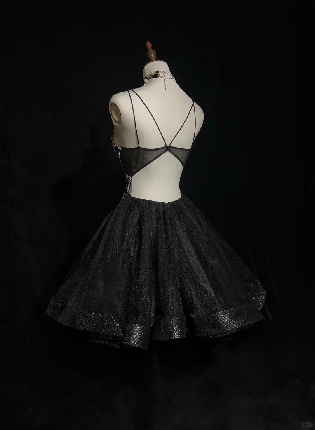 Butterfly design suspenders sequined waist slim fit puffy skirt short skirt homecoming dress R4959