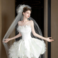 White tube top is gentle and cute with slim waist and puffy skirt, princess short skirt for homecoming dress R4188