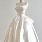 White strapless satin fitted waist ball gown/bridal dress R8165