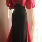 Pink halter-neck fitted bodycon long ball gown R6770