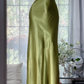 Green halter-neck backless fitted waist bodycon long ball gown R7606
