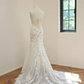 White halter-neck fitted lace floral sexy long ball gown/bridal dress R8482