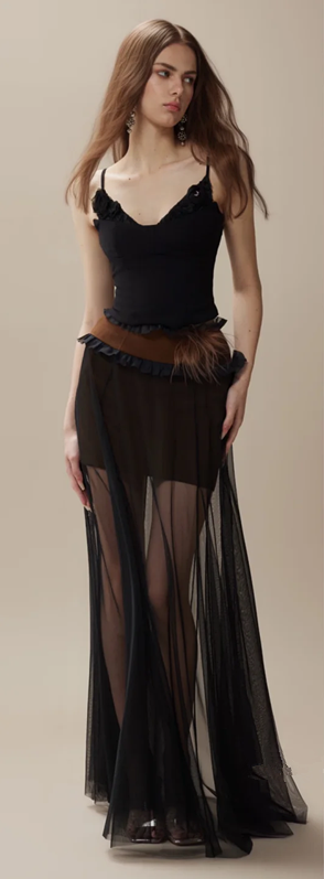 Black suspenders slim waist slim sexy long skirt homecoming dress R4389