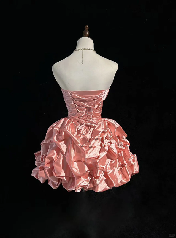 Strapless satin waisted puffy princess dress for homecoming R4918