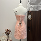 Pink tube top bow waist hip sexy short skirt homecoming dress R4269